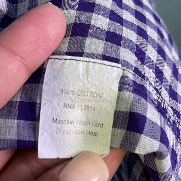 Billy Reid Purple and White Gingham Button Down Shirt S - Picture 10 of 11